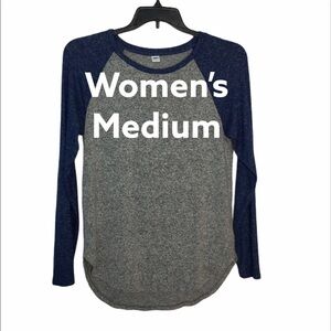 Women’s Old Navy Medium 8 - 10 Crew Jersey Shirt Stretch Soft Heather Blue Gray